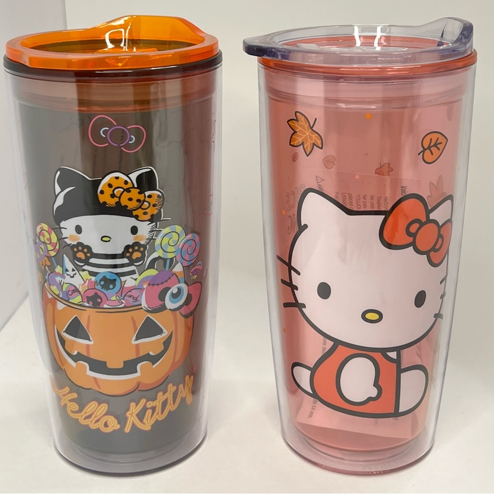 Hello Kitty Halloween & Fall Pumpkin Spice Travel Tumbler Cups Set of 2